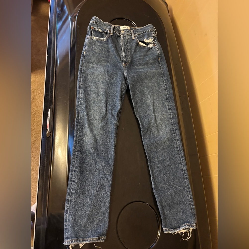 Agolde 90’s Riley High Rise Crop Distressed Jean Size 27. EUC